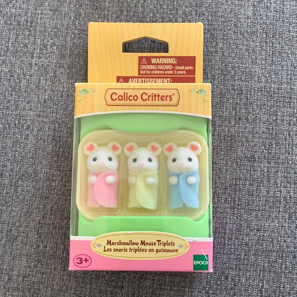 Calico Critters Marshmallow Mouse Triplets Flocked Ages 3+ - Picture 1 of 3